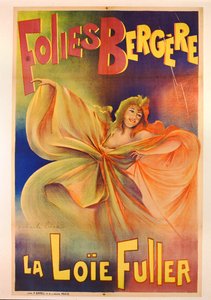 Poster die La Loie Fuller adverteert bij de Folies Bergere